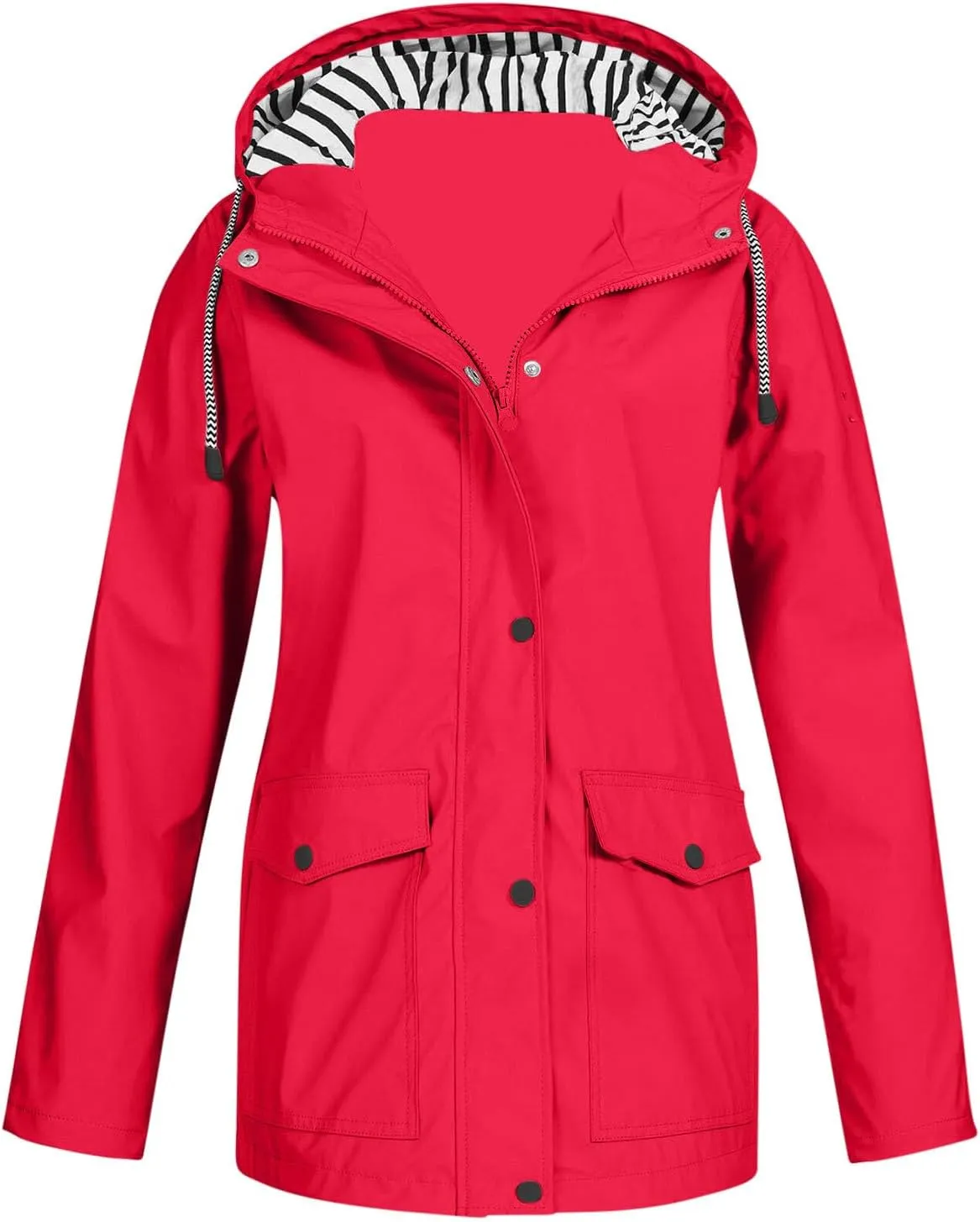 Rain Jacket Women Plus Size Lightweight Waterproof Hooded Raincoats Windbreaker Loose Outdoor Hiking Climbing Jackets