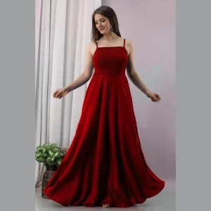 Red Shirred Gown Dress