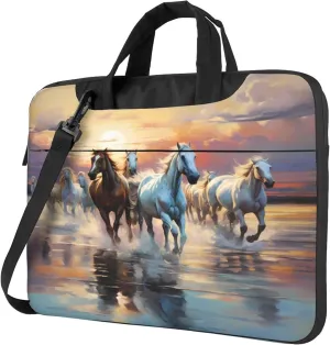 Running Horse Sunset Laptop Shoulder Bag for Women, Animal Pattern Laptop Sleeve Case Durable Computer Bag