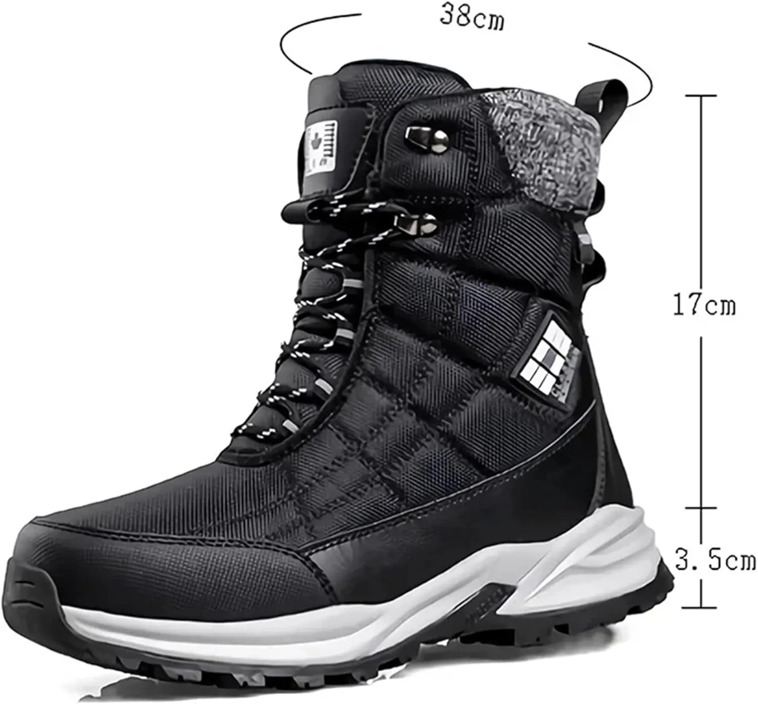 SANANG Men Thickened Warm Boots Non-Slip Waterproof Snow Boots Fuzzy Lace Up Cozy Boots Fleece Lining Shoes High-top Hiking Boots