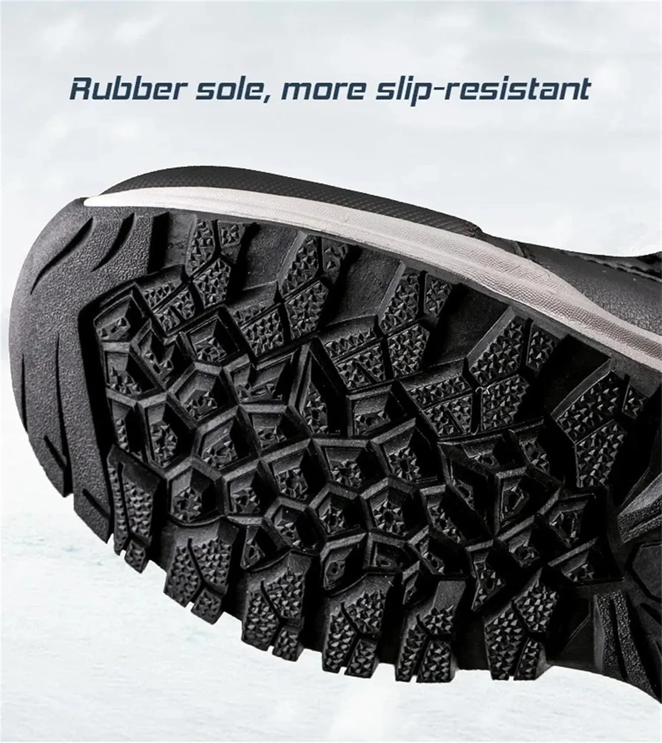 SANANG Men Thickened Warm Boots Non-Slip Waterproof Snow Boots Fuzzy Lace Up Cozy Boots Fleece Lining Shoes High-top Hiking Boots