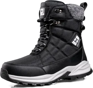 SANANG Men Thickened Warm Boots Non-Slip Waterproof Snow Boots Fuzzy Lace Up Cozy Boots Fleece Lining Shoes High-top Hiking Boots