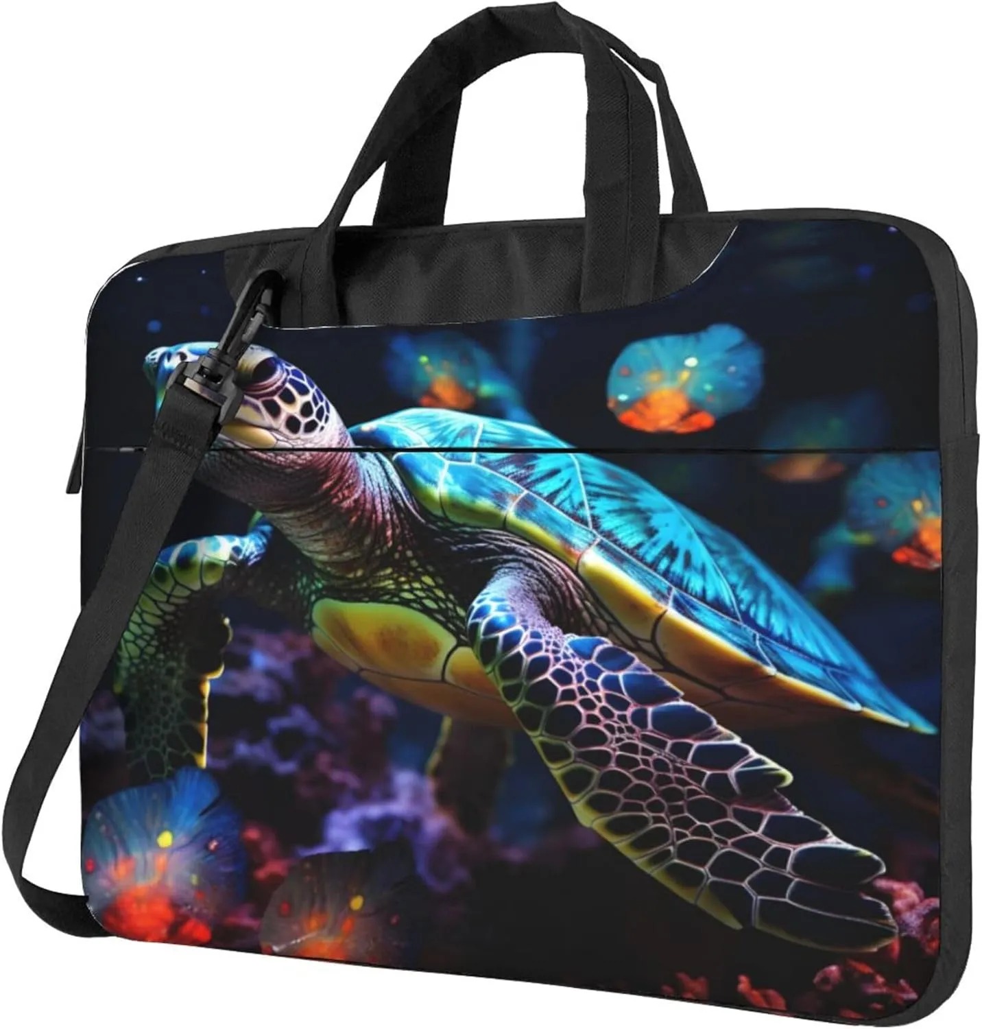 Sea Turtle Coral Ocean Animal Laptop Shoulder Bag for Women, Laptop Sleeve Case Durable Computer Bag