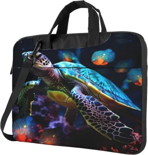 Sea Turtle Coral Ocean Animal Laptop Shoulder Bag for Women, Laptop Sleeve Case Durable Computer Bag