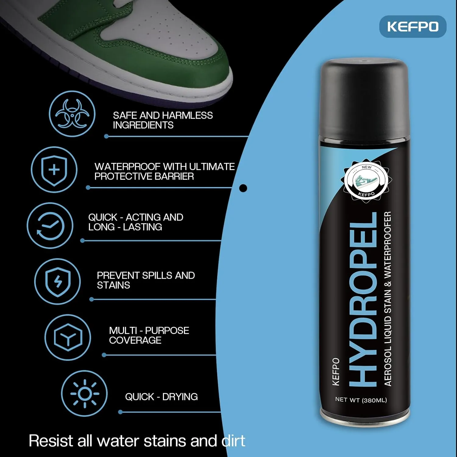 Shoe Protector Spray, Rain & Stain Waterproof, Nano Protection for Sneaker, Suede, Leather, Canvas, Nubuck 13.5oz (M)