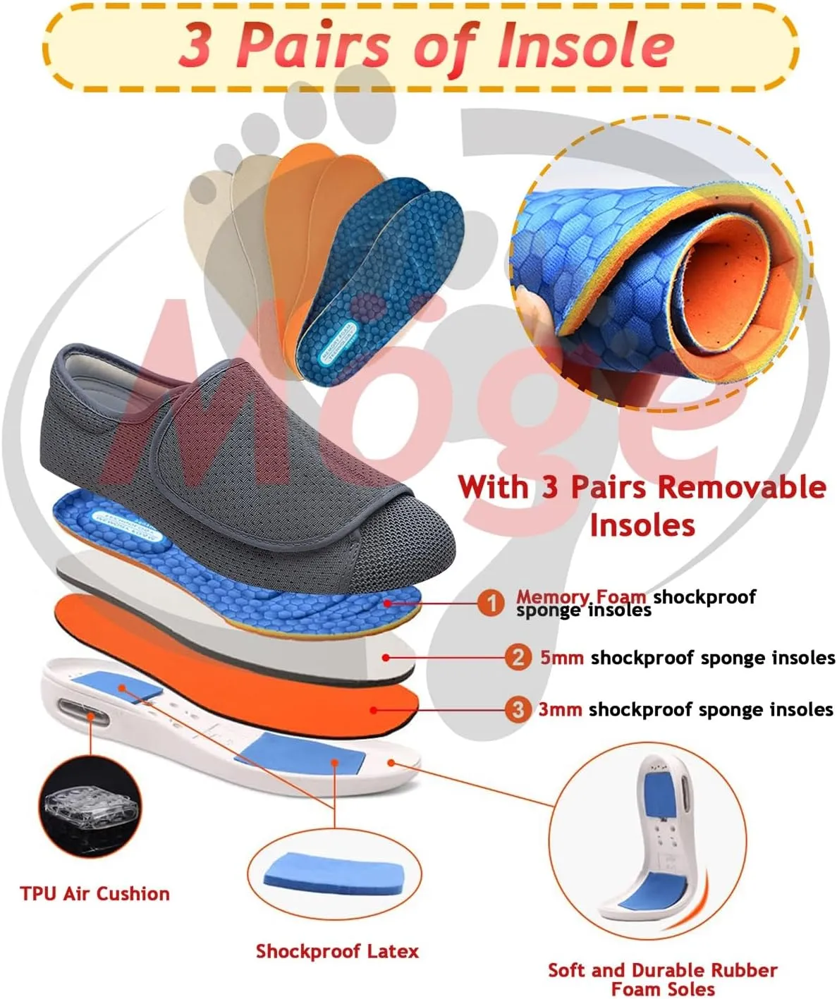 Slip on Walking Shoes Extra Wide Fit Diabetic Shoes for Men Easy Close Orthopedic Slippers Adjustable Slip On Walking Sneakers for Swollen Feet Plantar Fasciitis