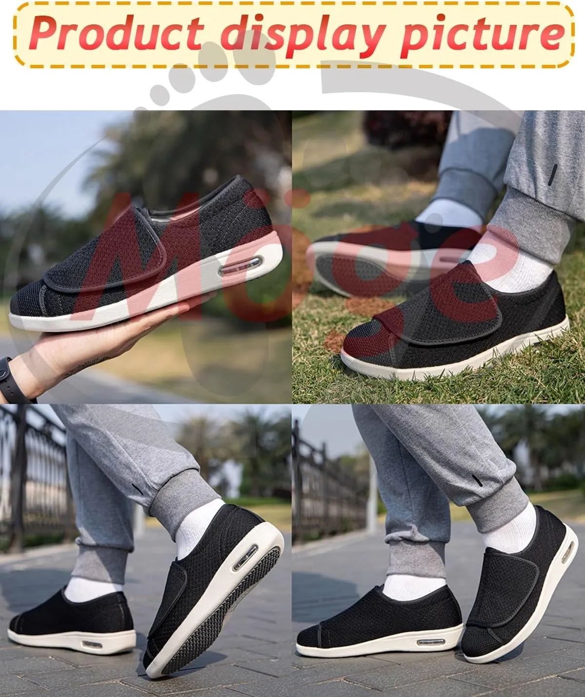 Slip on Walking Shoes Extra Wide Fit Diabetic Shoes for Men Easy Close Orthopedic Slippers Adjustable Slip On Walking Sneakers for Swollen Feet Plantar Fasciitis