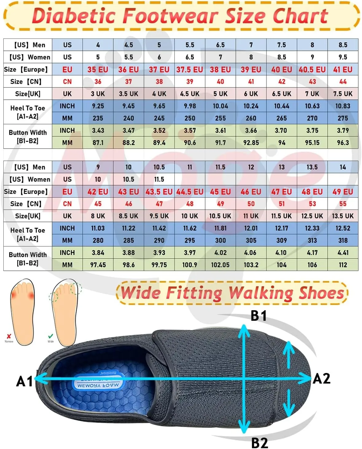 Slip on Walking Shoes Extra Wide Fit Diabetic Shoes for Men Easy Close Orthopedic Slippers Adjustable Slip On Walking Sneakers for Swollen Feet Plantar Fasciitis