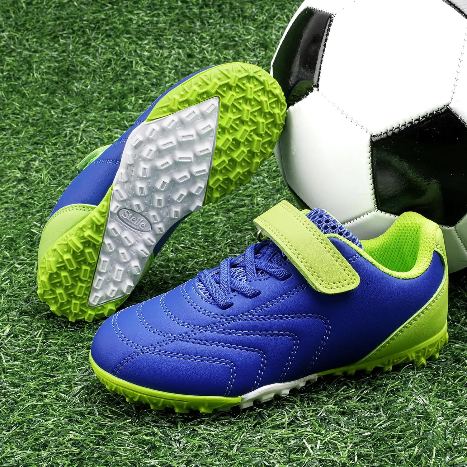 Stelle Boys Girls Indoor Soccer Shoes Kids Turf Shoes Baseball/Softball Futsal Athletic Cleats for Toddler/Little/Big Kid