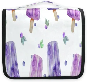 susiyo Blueberries Ice Cream Travel Toiletry Bag for women, Portable Hanging Organizer for Full-Sized Shampoo, Conditioner, Brushes Set, Travel-Size
