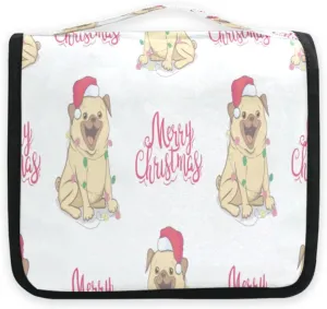 susiyo Christmas Cute Dogs Travel Toiletry Bag for women, Portable Hanging Organizer for Full-Sized Shampoo, Conditioner, Brushes Set, Travel-Size