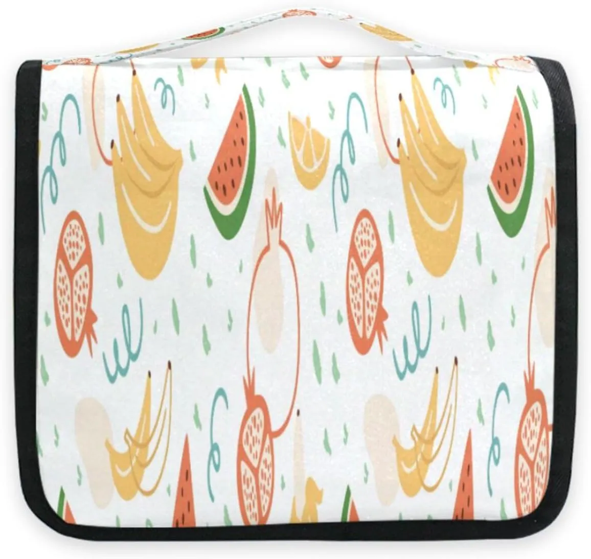 susiyo Cute Carton Fruits Travel Toiletry Bag for women, Portable Hanging Organizer for Full-Sized Shampoo, Conditioner, Brushes Set, Travel-Size
