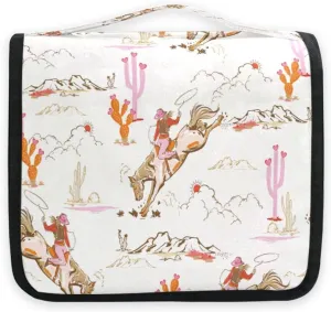 susiyo Cute Rodeo Cowgirl Travel Toiletry Bag for women, Portable Hanging Organizer for Full-Sized Shampoo, Conditioner, Brushes Set, Travel-Size Accessories,Makeup Cosmetic Bag