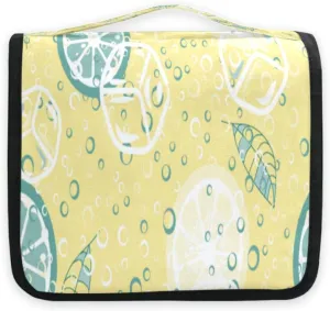 susiyo Lemon and Lime Travel Toiletry Bag for women, Portable Hanging Organizer for Full-Sized Shampoo, Conditioner, Brushes Set, Travel-Size