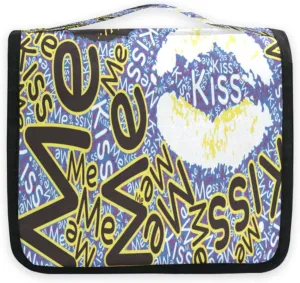 susiyo Lipstick Kiss Vector Travel Toiletry Bag for women, Portable Hanging Organizer for Full-Sized Shampoo, Conditioner, Brushes Set, Travel-Size