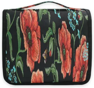 susiyo Little Red Poppies Travel Toiletry Bag for women, Portable Hanging Organizer for Full-Sized Shampoo, Conditioner, Brushes Set, Travel-Size