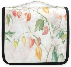 susiyo Physalis in Yellow Travel Toiletry Bag for women, Portable Hanging Organizer for Full-Sized Shampoo, Conditioner, Brushes Set, Travel-Size