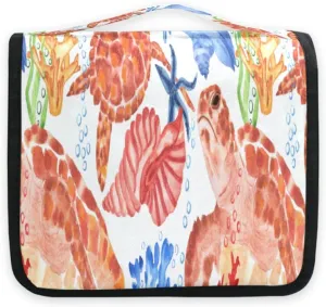 susiyo Sea Turtle Shells Travel Toiletry Bag for women, Portable Hanging Organizer for Full-Sized Shampoo, Conditioner, Brushes Set, Travel-Size