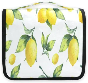 susiyo Yellow Lemon Kitchen Travel Toiletry Bag for women, Portable Hanging Organizer for Full-Sized Shampoo, Conditioner, Brushes Set, Travel-Size