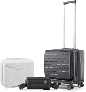 SVRCK Lightweight Hard Shell Carry On Luggage with Front Open Door & Laptop Interlayer, 18-Inch, Gray