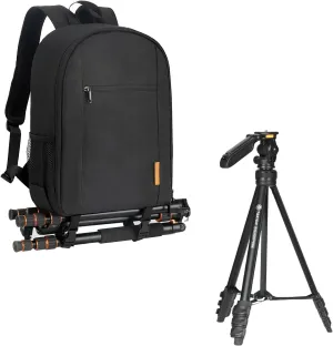 TARION Camera Backpack   Travel Tripod for Camera | 55"/139cm Tall Lightweight Camera Tripod Stand with Hidden Phone Holder Aluminum SQUORPION & DSLR Camera Bag Photograhy Backpack Black Medium TB-M