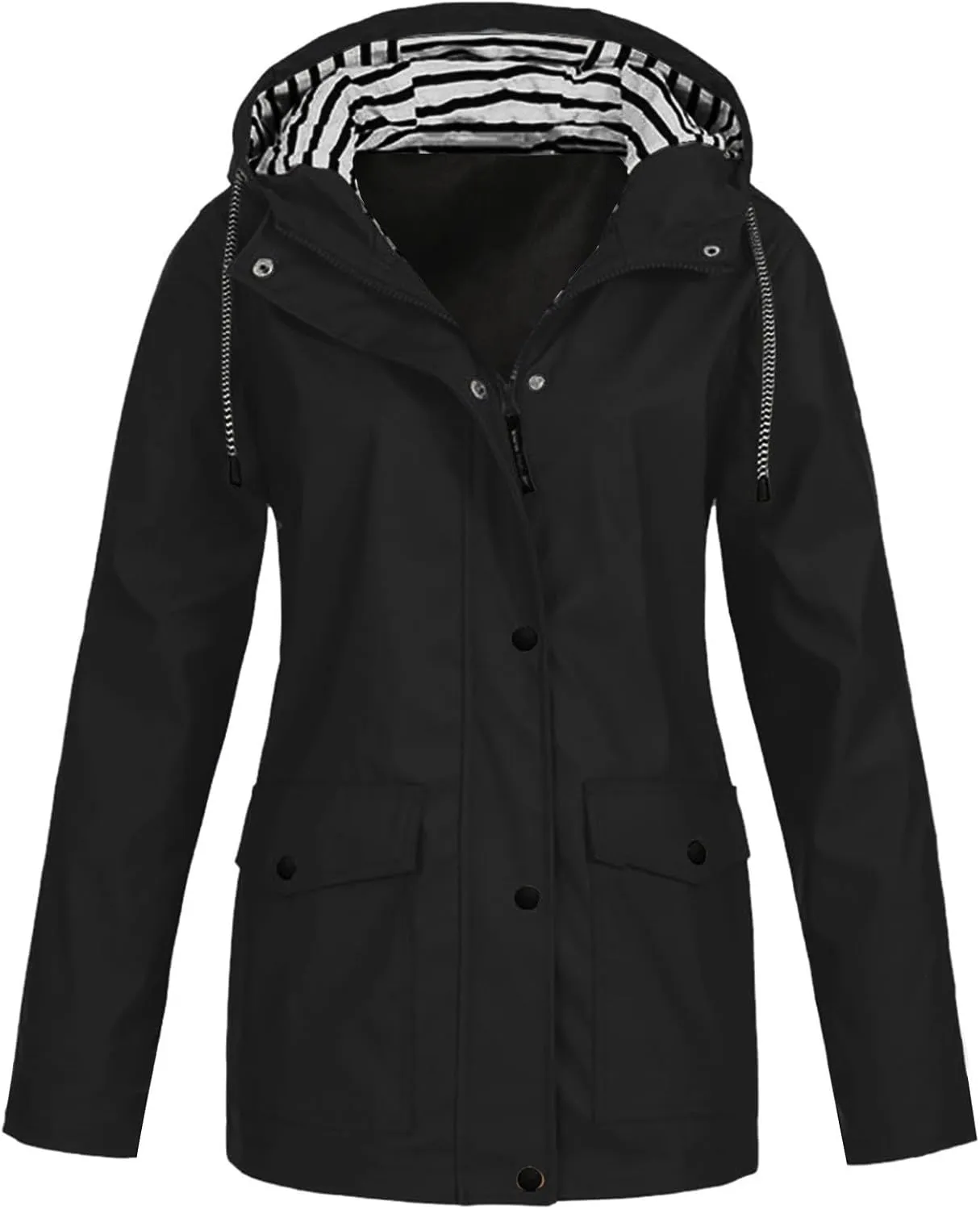 TIMIFIS Womens Raincoats Waterproof Lightweight Rain Jacket with Hood Active Outdoor Rain Coats Packable Windbreaker Tops