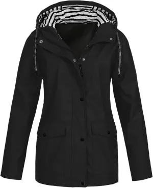 TIMIFIS Womens Raincoats Waterproof Lightweight Rain Jacket with Hood Active Outdoor Rain Coats Packable Windbreaker Tops