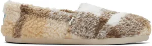 TOMS Womens Alpargata Fuzzy Plaid Slip On Flats Casual - Beige - Size 7 B