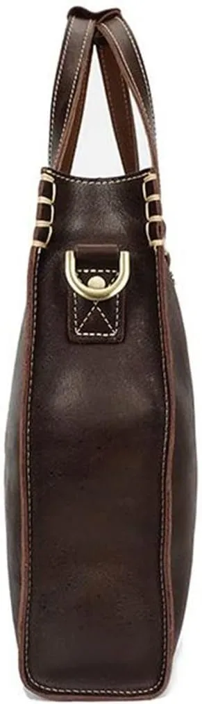 Top Layer Cowhide Genuine Leather Handbag Shoulder Bag Messenger Bag Men's Briefcase (D Som visas p? bilden)
