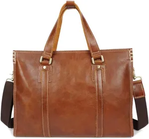 Top Layer Cowhide Genuine Leather Handbag Shoulder Bag Messenger Bag Men's Briefcase (D Som visas p? bilden)