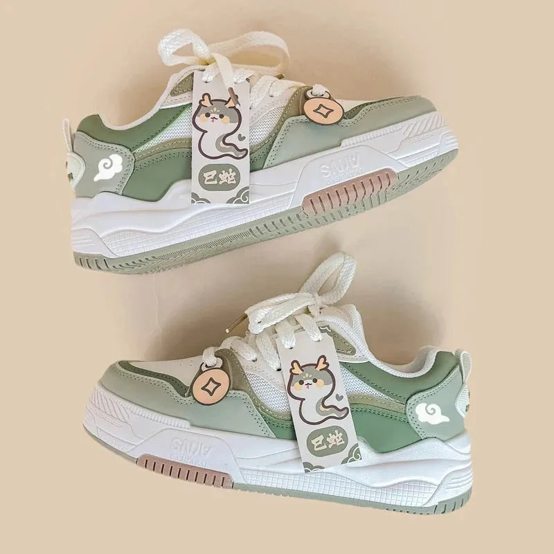 Ultra Cute Sea Snake Chunky Green Shoes - Women's