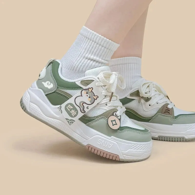 Ultra Cute Sea Snake Chunky Green Shoes - Women's
