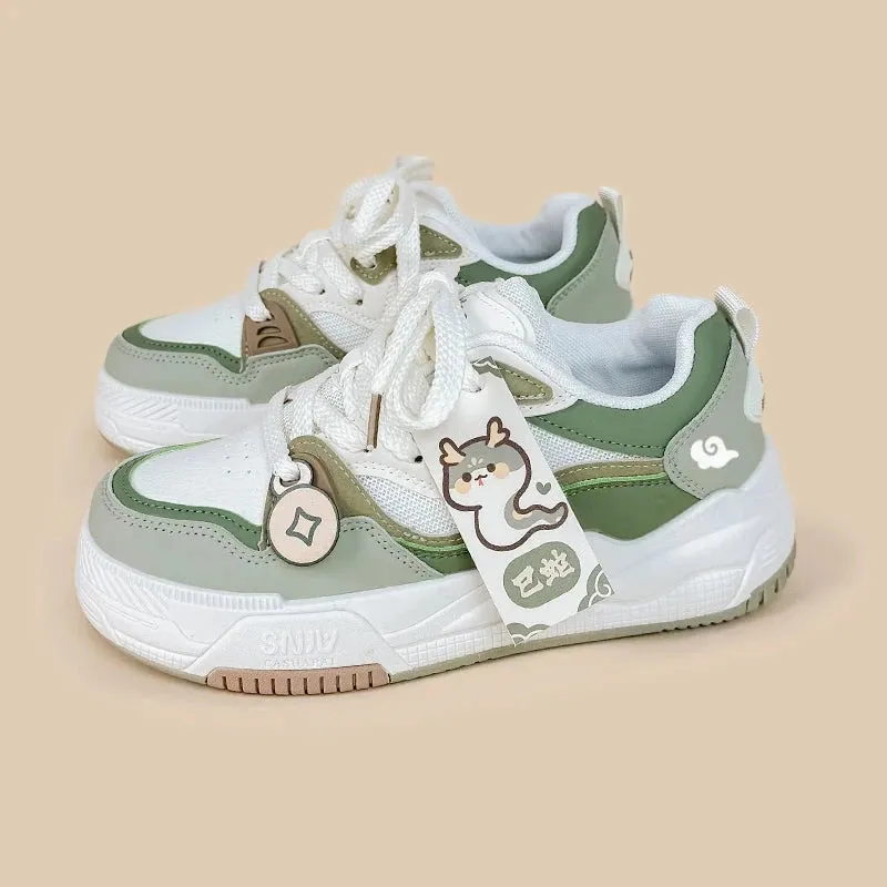 Ultra Cute Sea Snake Chunky Green Shoes - Women's