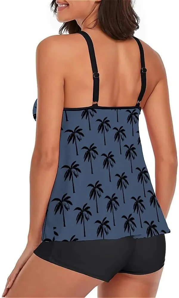Urchics Womens 2025 Tankini Swimsuits Tummy Control Flowy Swimwear Two Piece Bathing Suits Swim Tank Top with Boyshorts