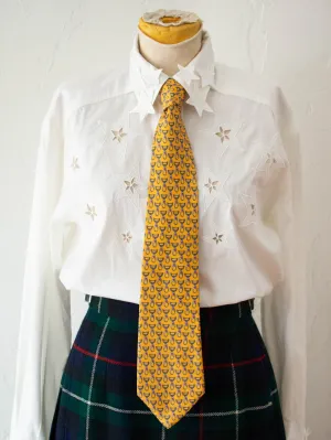 Vintage Gucci Yellow Silk Horsebit Neck Tie