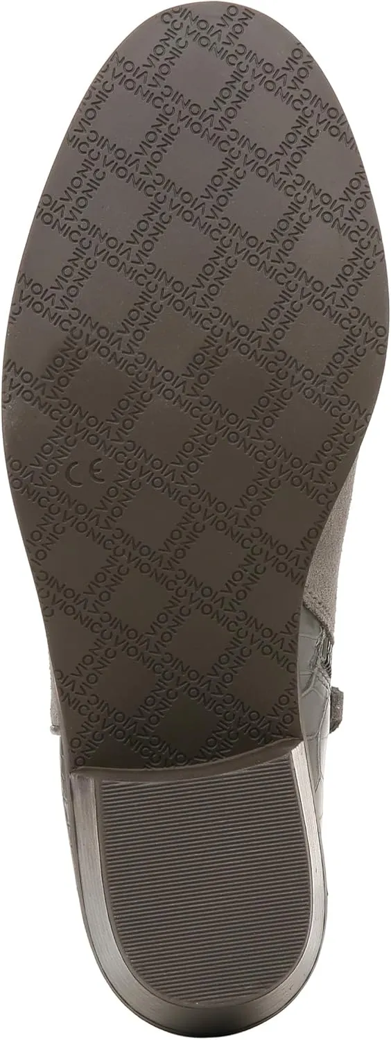 Vionic Marissa Short Bootie, Black Suede Crocodile Print, 5, Medium