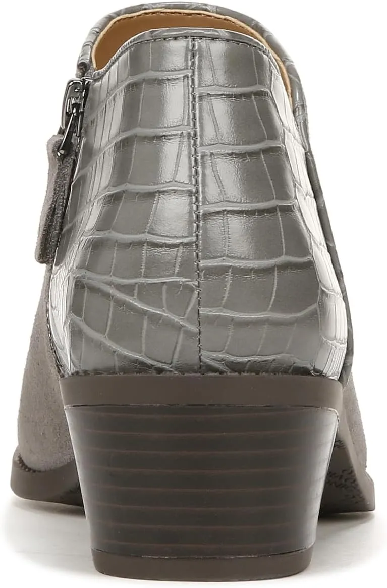 Vionic Marissa Short Bootie, Black Suede Crocodile Print, 5, Medium