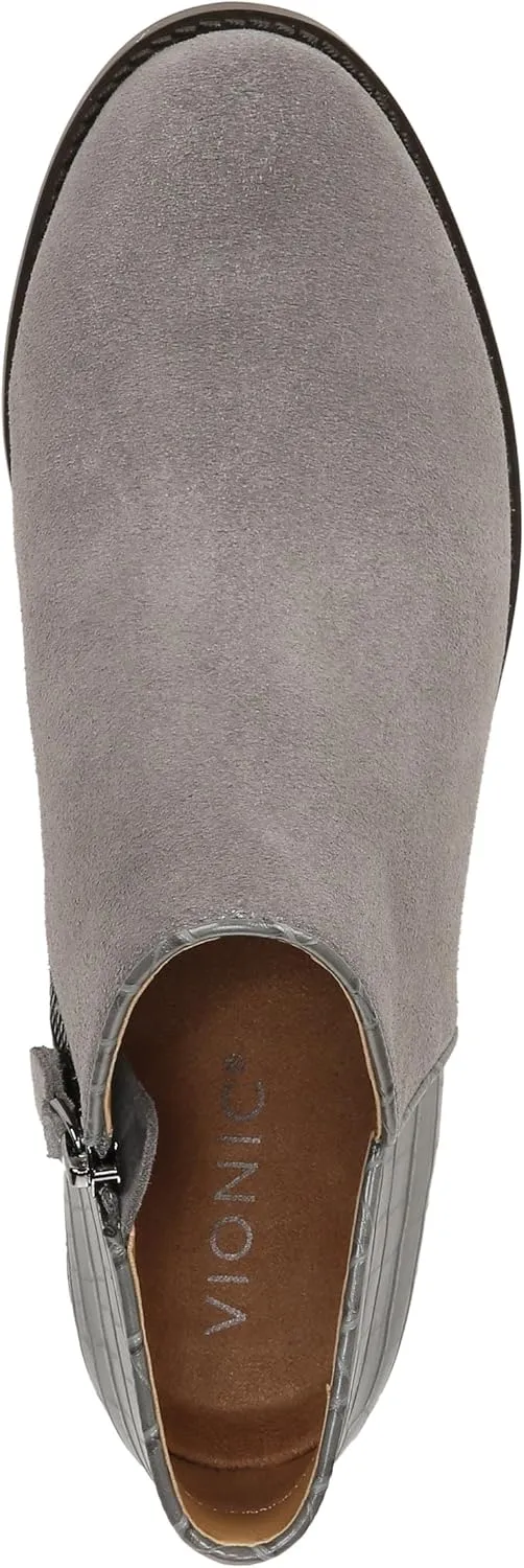 Vionic Marissa Short Bootie, Black Suede Crocodile Print, 5, Medium