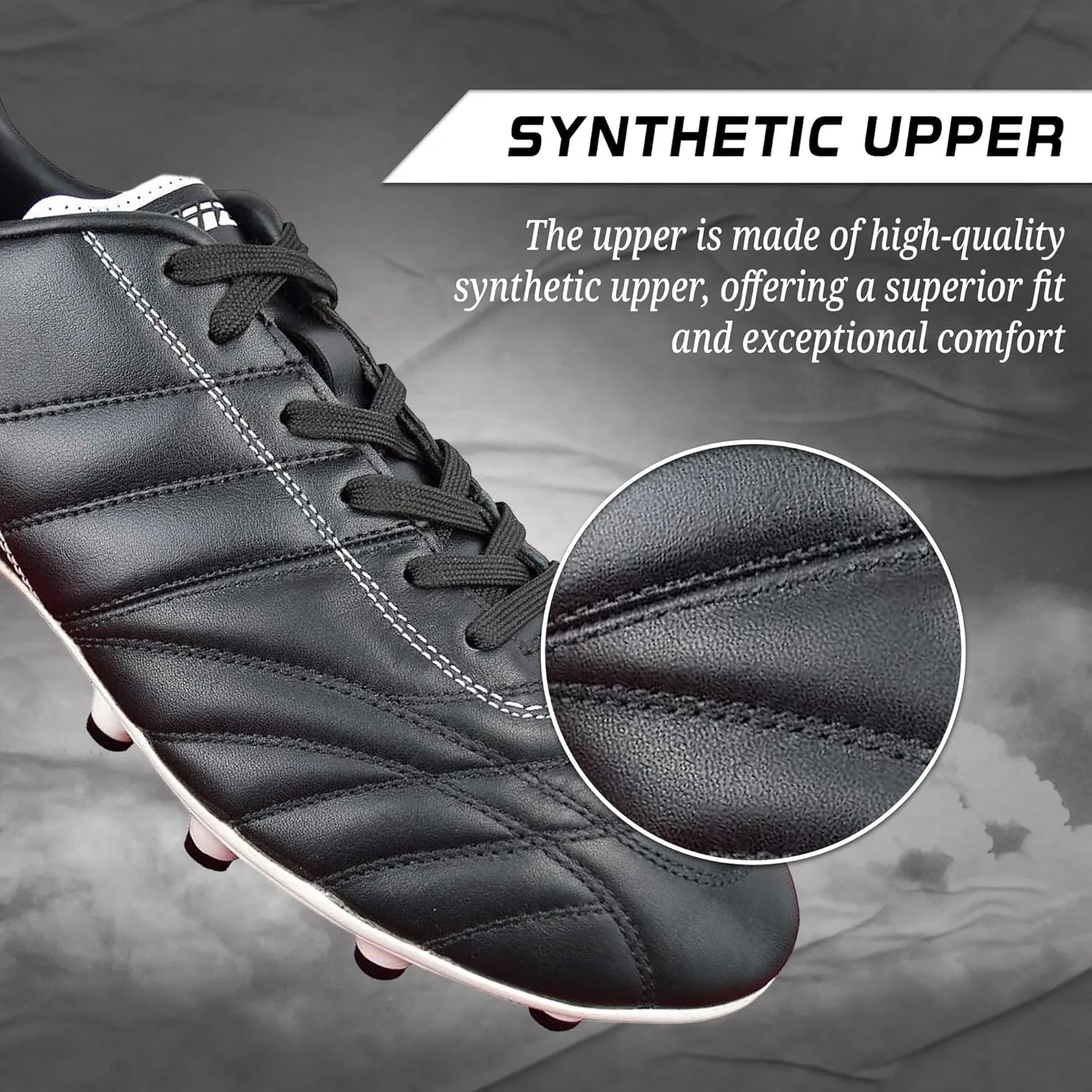 Vizari Premium Leather Soccer Cleats for Men & Women Classico Football FG Shoes  TPU Studs, Wide Fit, Durable Comfort, Black Cleats, Size - 6.5-13 (Unisex)