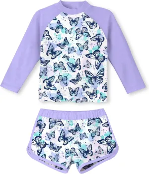 Vogseek Girls Rash Guard Two Pieces Swimsuit Long Sleeve Bathing Suit for 3-10 Years