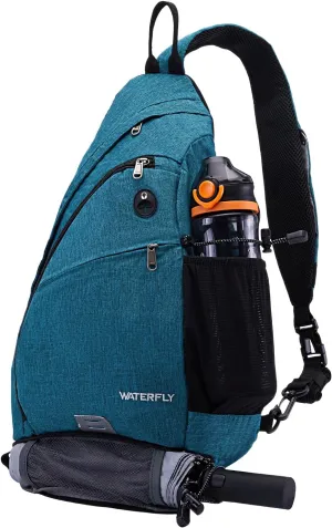 WATERFLY Sling Bag Crossbody Backpack: Over Shoulder Daypack Casual Cross Chest Side Pack