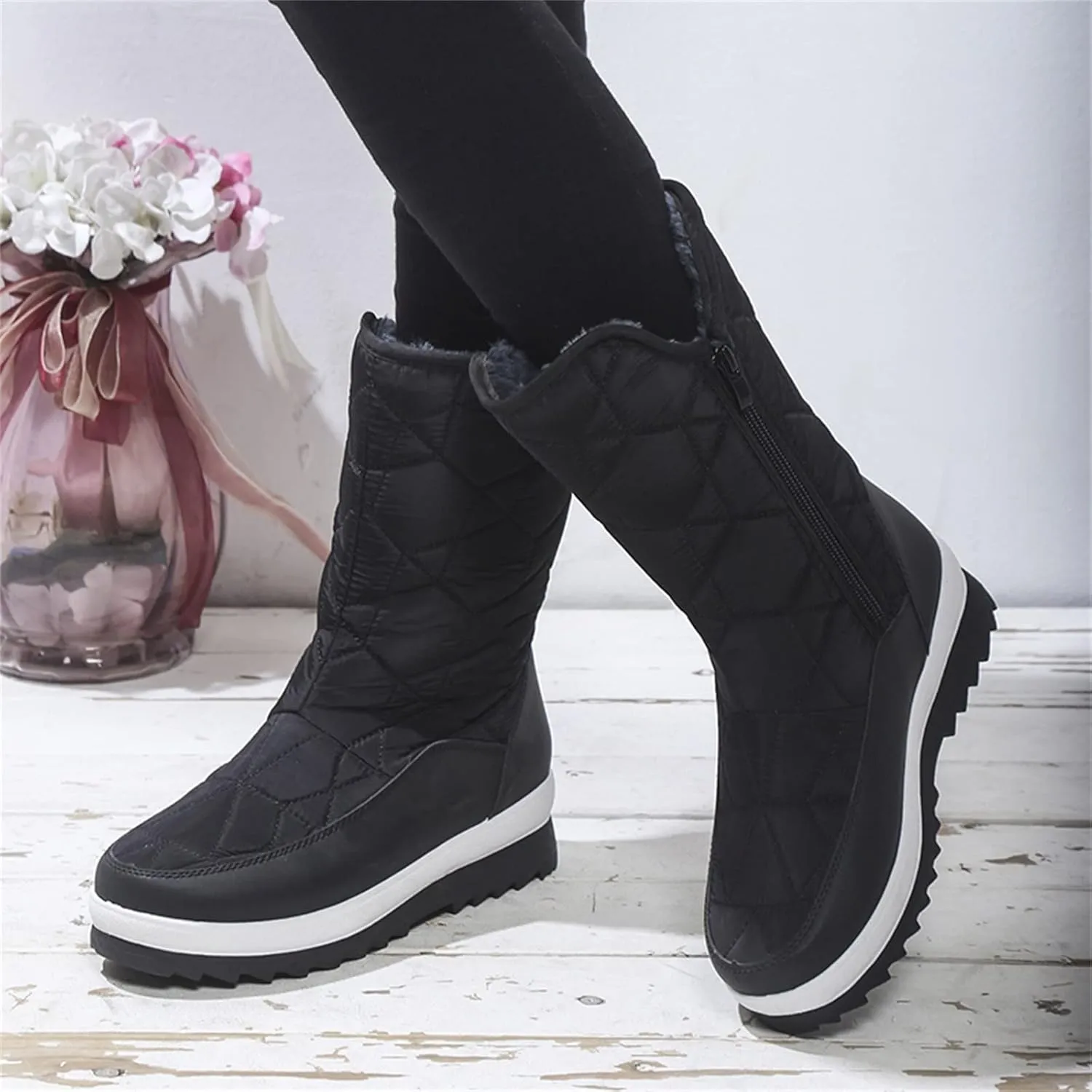 Waterproof Winter Boots Women Wide Snow Boots for Women Cute Ankle Extra Wide Width Women's Winter Boots Outdoor Boots Women 9.5 Botas Para El Frio De Mujer Largas