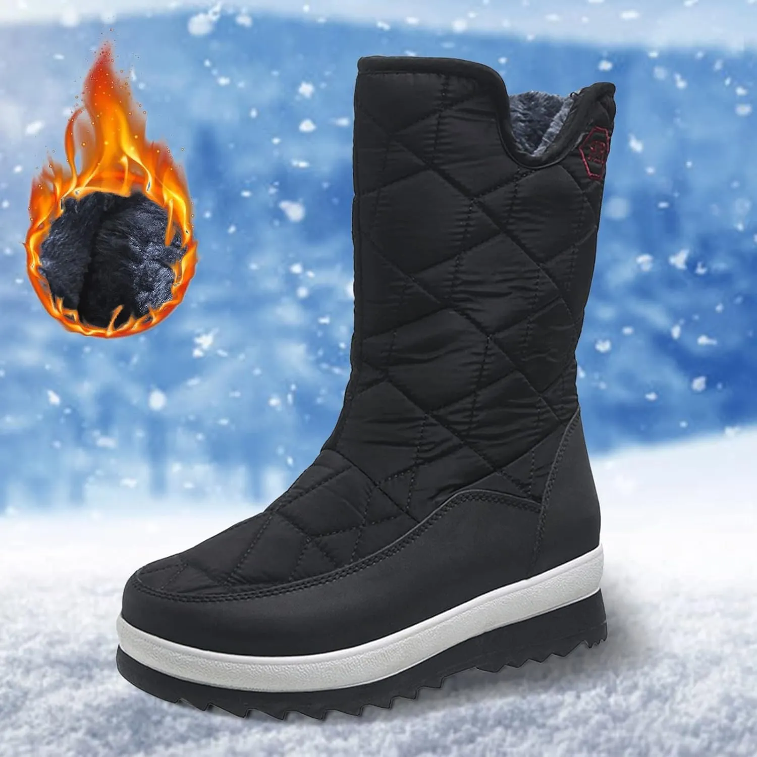 Waterproof Winter Boots Women Wide Snow Boots for Women Cute Ankle Extra Wide Width Women's Winter Boots Outdoor Boots Women 9.5 Botas Para El Frio De Mujer Largas