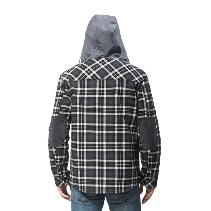 West Louis Winter Casual Plaid Hooded Velvet Jacket