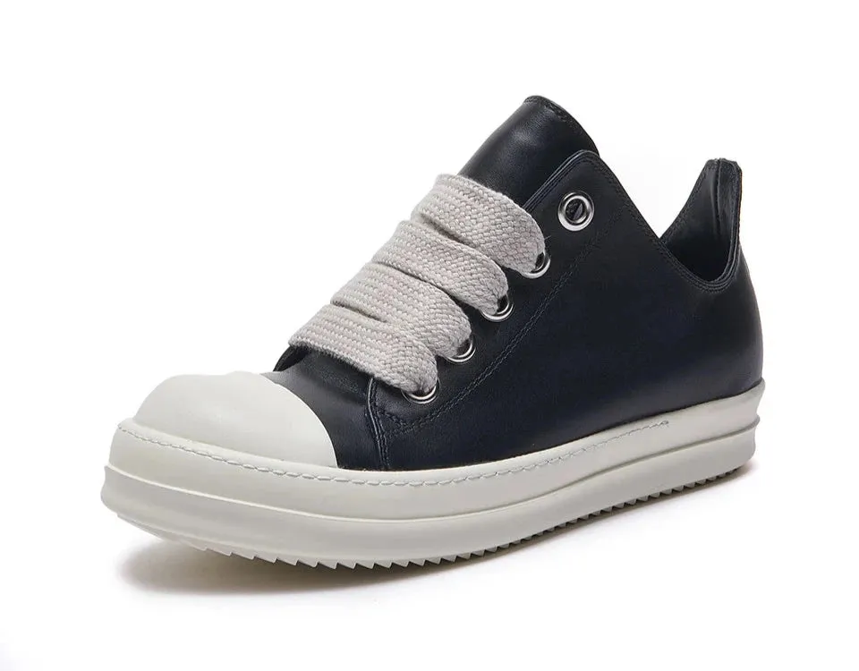 Wide Shoelaces Cowhide Shoes