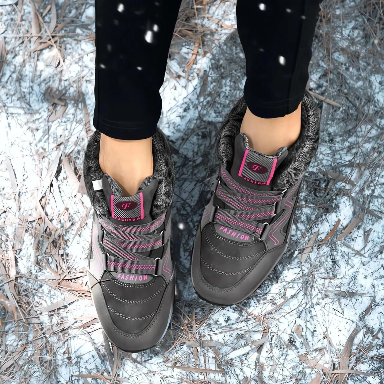 Winter Boots for Women Waterproof Non Slip, Warm Fur Lined Booties for Unisex, Thick Snow Boots, Outdoor Hiking Shoes