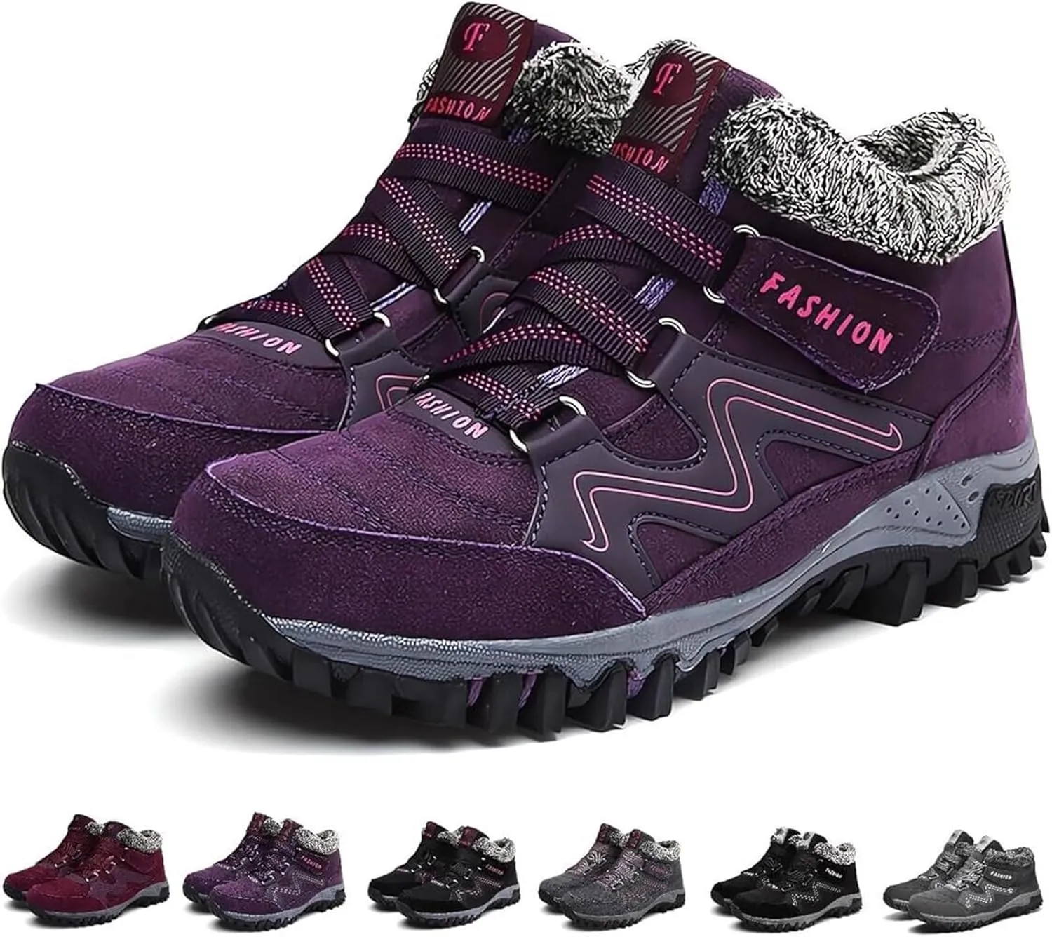 Winter Boots for Women Waterproof Non Slip, Warm Fur Lined Booties for Unisex, Thick Snow Boots, Outdoor Hiking Shoes