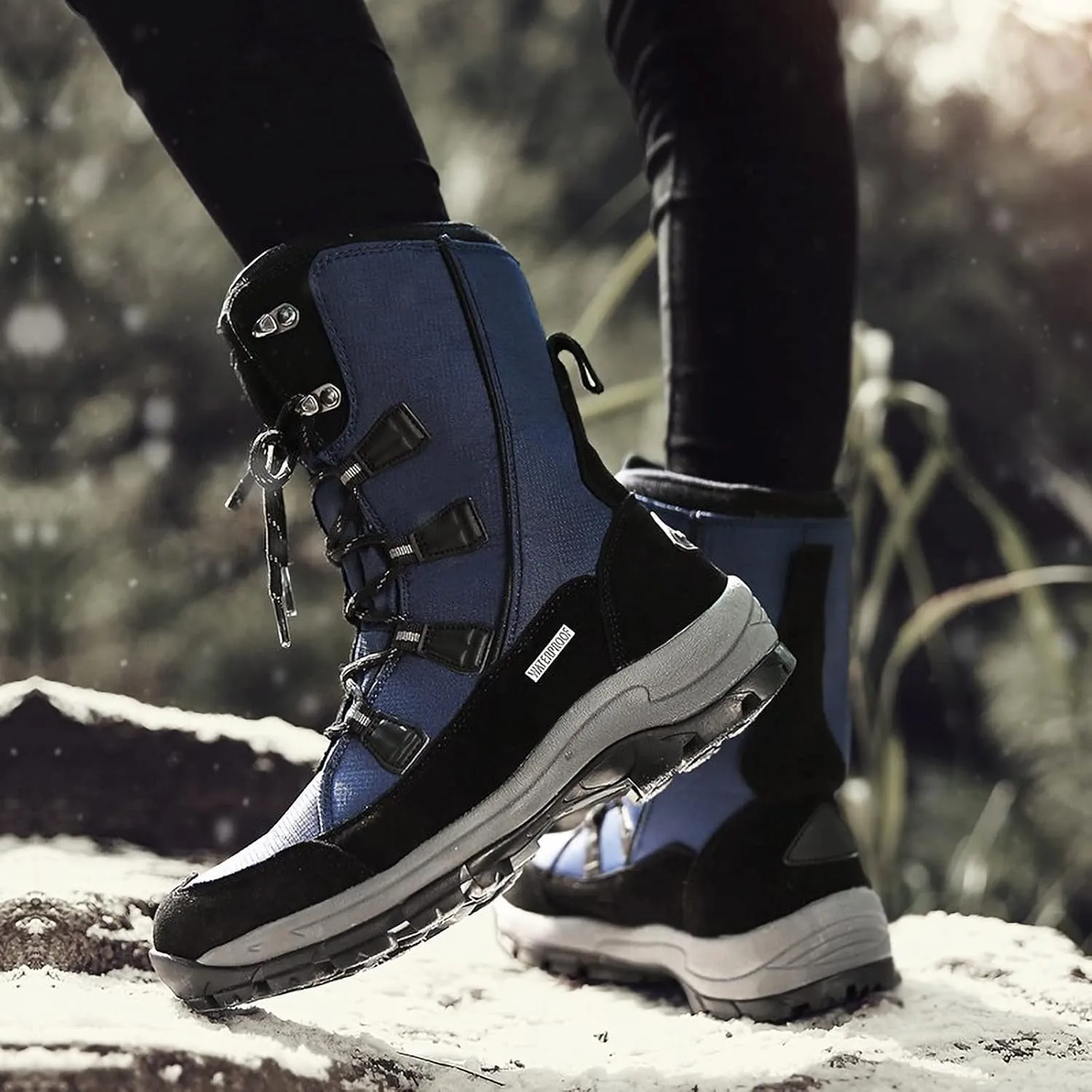 Winter Boots Mens Women Waterproof Walking Boots Warm Fur Lined Snow Shoes Men's Boots Womens for Hiking Trekking Walking Climbing, Lightweight Outdoor Lace Up Snow Shoes