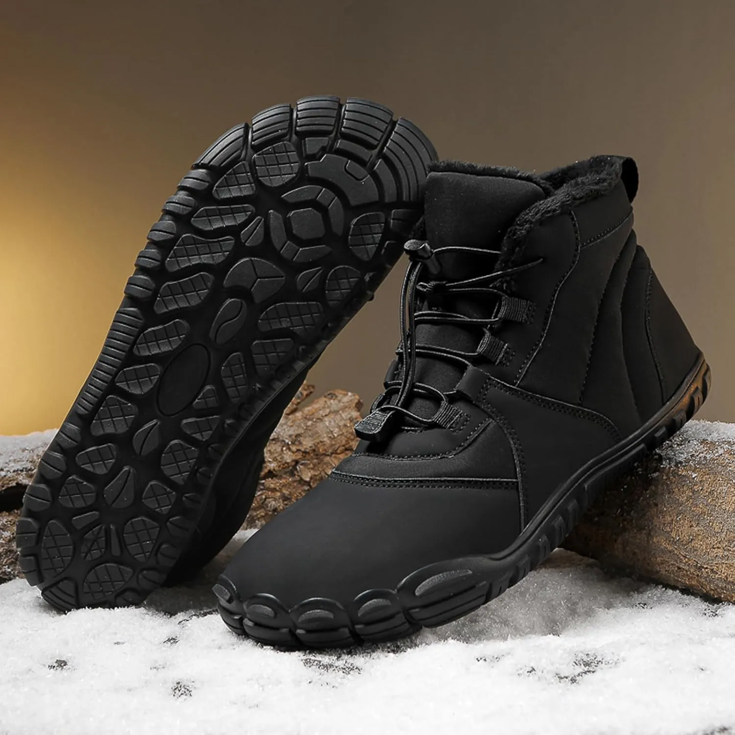 Winter Hiking Barefoot Boots Water-Resistant Warm Lining Wide Toe Box Boots Minimalist Zero Drop Sole Sneakers For Men and Women