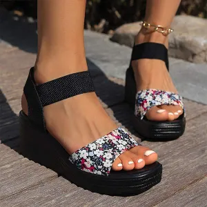 Women's Floral Print Wedge Sandals 28251499C